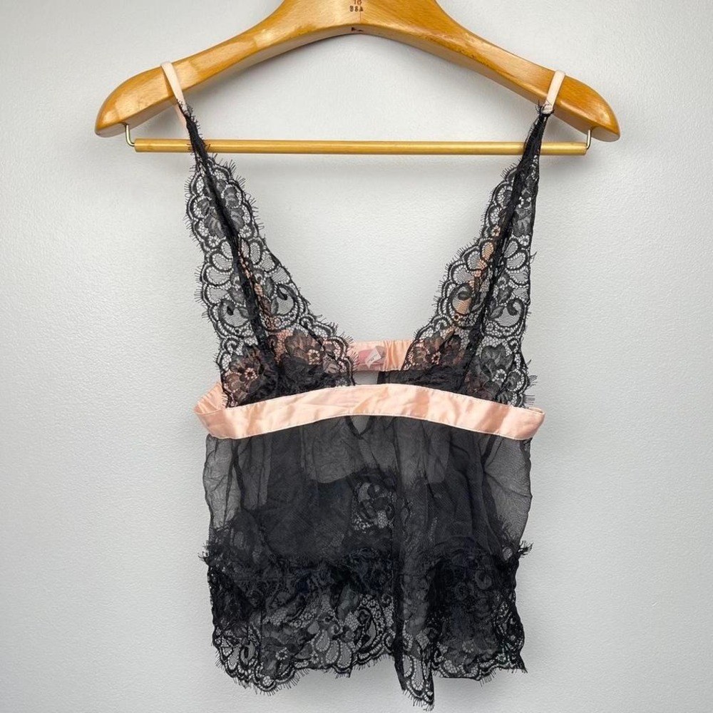 VTG Y2K‎ Victoria's Secret Lace Cami Coquette Lingerie Dainty Medium Black Pink